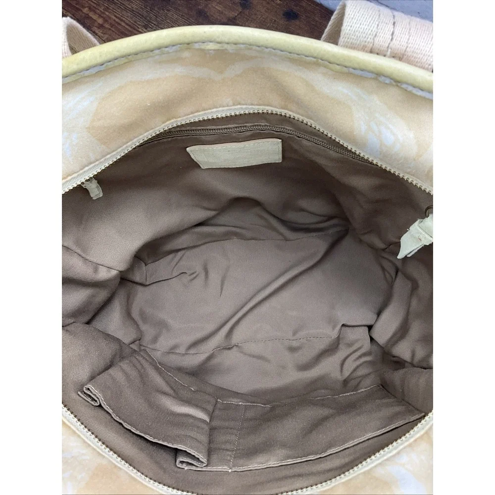 Coach Signature Print Tote Bag Purse Satchel Handbag Designer Tan - Picture 9 of 10